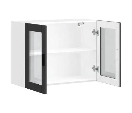 Virtuvės Spintelė Su Stiklinėmis Durimis, Porto, Juoda