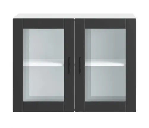 Virtuvės Spintelė Su Stiklinėmis Durimis, Porto, Juoda