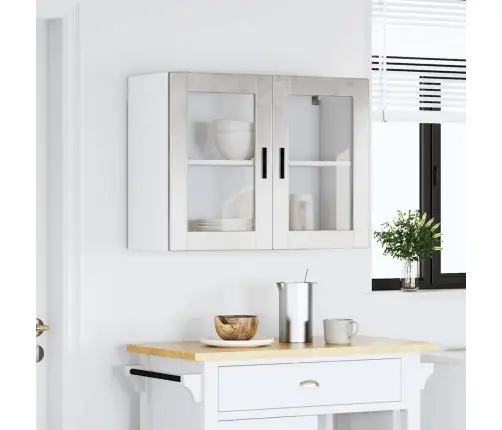 Virtuves Sienas Skapis Ar Stikla Durvīm Porto Betona Pelēks Vidaxl