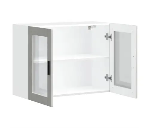 Virtuves Sienas Skapis Ar Stikla Durvīm Porto Betona Pelēks Vidaxl