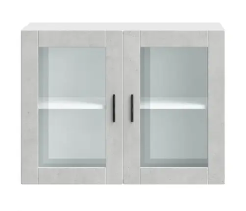 Virtuves Sienas Skapis Ar Stikla Durvīm Porto Betona Pelēks Vidaxl