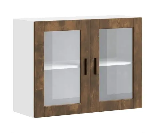 Virtuvės Spintelė Su Stiklinėmis Durimis, Porto, Dūminio Ąžuolo