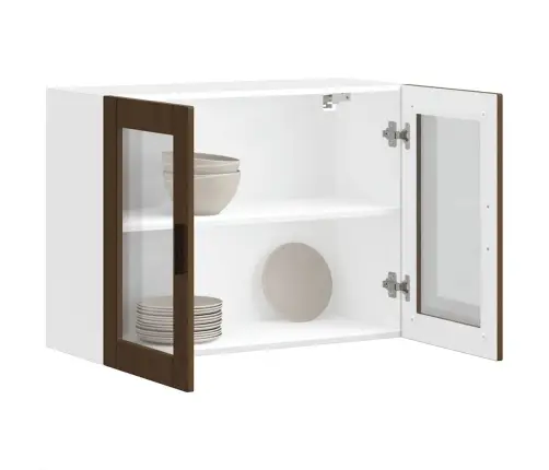 Virtuvės Spintelė Su Stiklinėmis Durimis, Porto, Ruda Ąžuolo