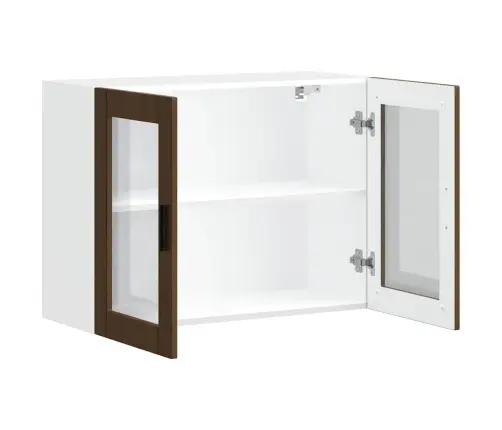 Virtuvės Spintelė Su Stiklinėmis Durimis, Porto, Ruda Ąžuolo