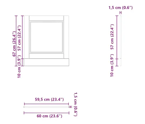 Trauku Mazgājamās Mašīnas Panelis Porto, Melns, 60X1,5X67 Cm Vidaxl