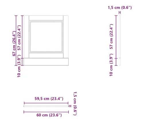 Trauku Mazgājamās Mašīnas Panelis Porto, Pelēks, 60X1,5X67 Cm Vidaxl