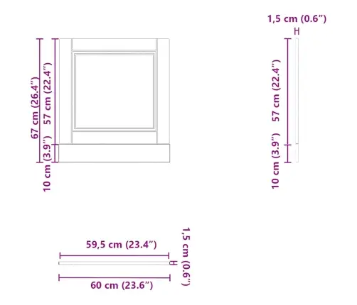 Nõudepesumasina Paneel, Porto, Käsitöötamm, 60X1,5X67 Cm