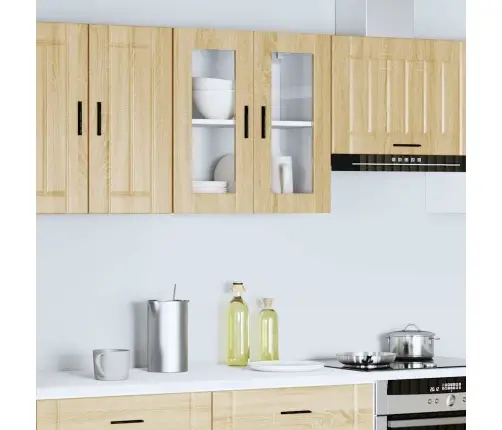 Virtuvės Spintelė Su Stiklinėmis Durimis, Porto, Sonoma Ąžuolo