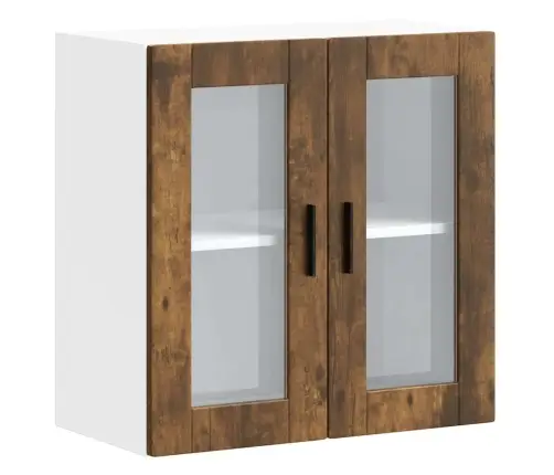 Virtuves Sienas Skapis Ar Stikla Durvīm Porto Ozolkoka Krāsa Vidaxl