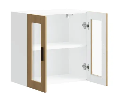 Virtuves Sienas Skapis Ar Stikla Durvīm Porto Koka Krāsā Vidaxl