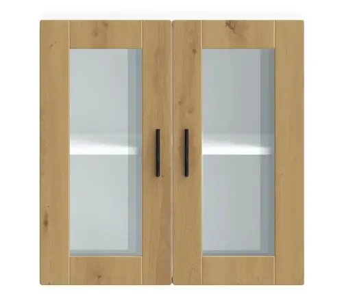 Virtuves Sienas Skapis Ar Stikla Durvīm Porto Koka Krāsā Vidaxl