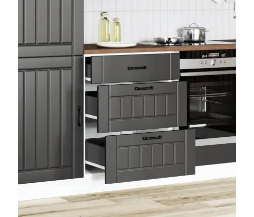 Virtuves Apakšējai Skapītis, Lucca, Melns, Inženierijas Koks Vidaxl