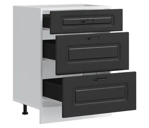 Virtuves Apakšējai Skapītis, Kalmar, Melns, Inženierijas Koks Vidaxl