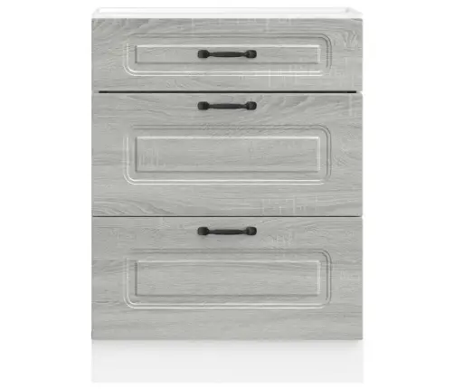 Virtuvės Spintelė, Kalmar, Pilka, Apdirbta Mediena