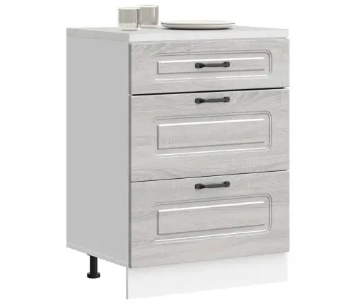 Virtuvės Spintelė, Kalmar, Pilka, Apdirbta Mediena