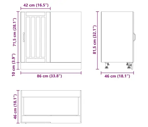 Köögi Alumine Kapp Lucca, Sonoma-Tamm, Tehispuit