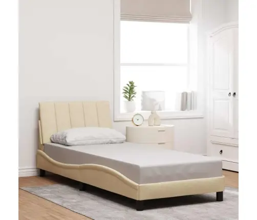 Gultas Rāmis Bez Matrača, Krēma, 90X200Cm Audums Vidaxl