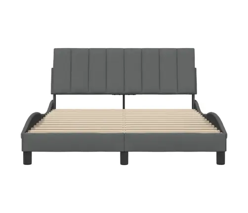 Gulta Bez Matrača, Tumši Pelēks, 140X190 Cm, Audums Vidaxl