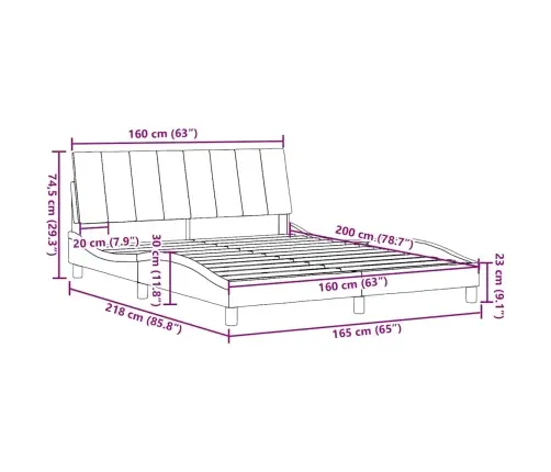 Voodiraam Ilma Madratsita Hanko, Tumehall, 160X200 cm Kangas