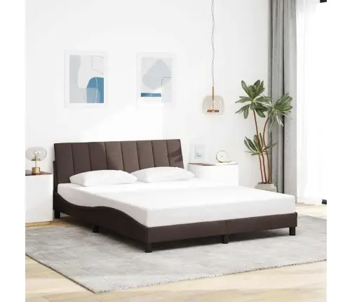 Gulta Bez Matrača, Tumši Brūns, 160X200 Cm, Audums Vidaxl