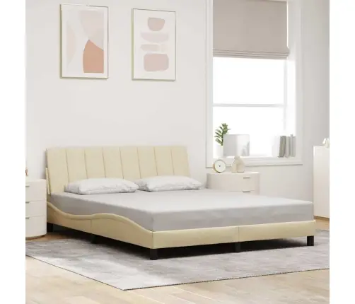 Gulta Bez Matrača, Krēmkrāsas, 160X200 Cm, Audums Vidaxl