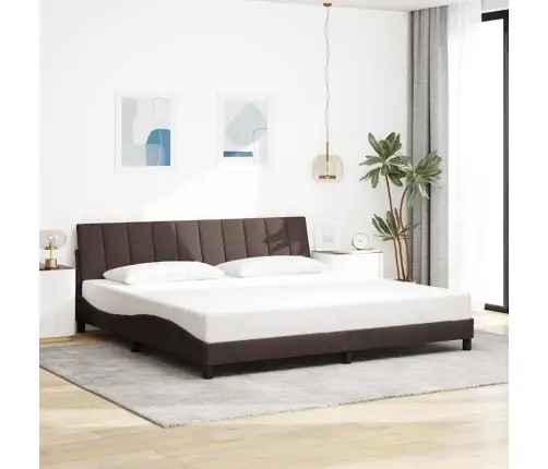 Gulta Bez Matrača, Tumši Brūns, 200X200 Cm, Audums Vidaxl