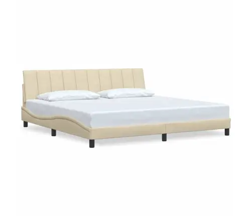 Gultas Rāmis Bez Matrača, Hanko, Krēmkrāsas, 200X200 Cm, Audums Vidaxl