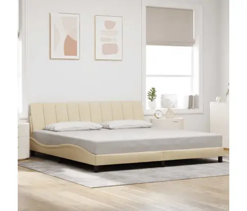 Gultas Rāmis Bez Matrača, Hanko, Krēmkrāsas, 200X200 Cm, Audums Vidaxl