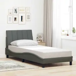 Lovos Rėmas Be Čiužinio, Hanko, Tamsiai Pilkas, 80X200cm Audinys Lovos Rėmas Be Čiužinio, Hanko, Tamsiai Pilkas, 80X200cm Audinys
