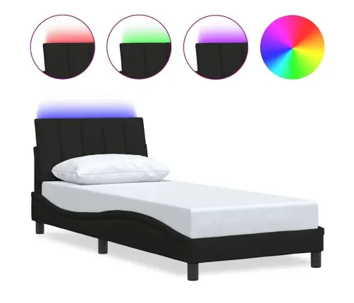 Gultas Rāmis Bez Matrača, Melns, 90X200Cm Audums Vidaxl