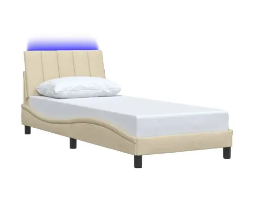 Gultas Rāmis Bez Matrača, Krēma, 90X200Cm Audums Vidaxl