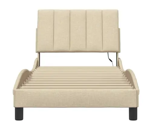 Gultas Rāmis Bez Matrača, Krēma, 90X200Cm Audums Vidaxl