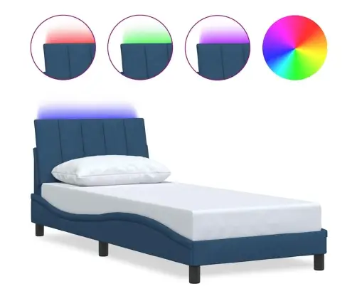 Gultas Rāmis Bez Matrača, Zils, 90X200Cm Audums Vidaxl