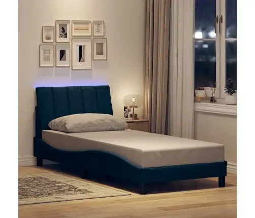 Gultas Rāmis Bez Matrača, Zils, 90X200Cm Audums Vidaxl