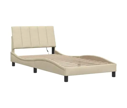 Gultas Rāmis Bez Matrača, Krēmkrāsas, 100X200 Cm, Audums Vidaxl
