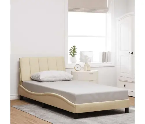 Gultas Rāmis Bez Matrača, Krēmkrāsas, 100X200 Cm, Audums Vidaxl