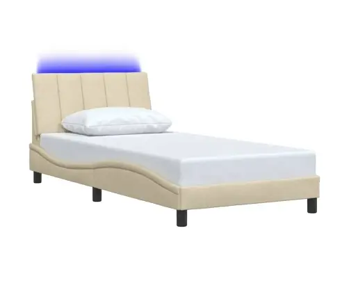 Gultas Rāmis Bez Matrača, Krēmkrāsas, 100X200 Cm, Audums Vidaxl