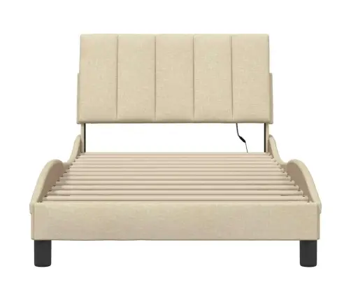 Gultas Rāmis Bez Matrača, Krēmkrāsas, 100X200 Cm, Audums Vidaxl