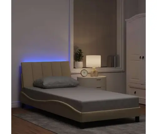 Gultas Rāmis Bez Matrača, Krēmkrāsas, 100X200 Cm, Audums Vidaxl