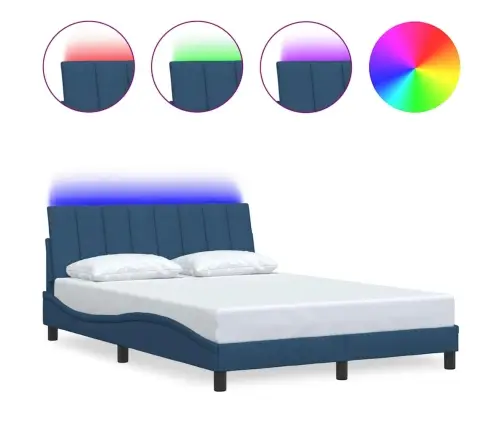 Gultas Rāmis Bez Matrača, Zils, 120X200 Cm, Audums Vidaxl