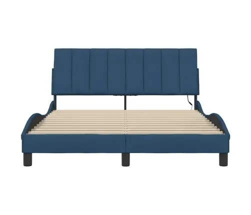 Gultas Rāmis Bez Matrača, Zils, 120X200 Cm, Audums Vidaxl