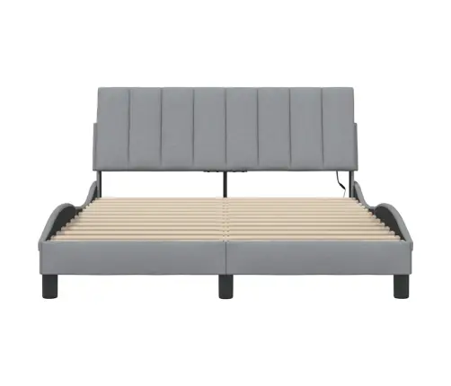 Gulta Bez Matrača, Gaiši Pelēks, 140X190 Cm, Audums Vidaxl