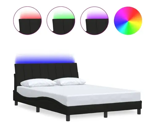 Gulta Bez Matrača, Melns, 140X190 Cm, Audums Vidaxl