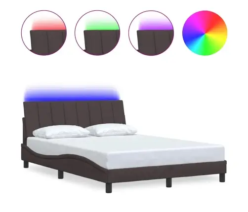 Gulta Bez Matrača, Tumši Brūns, 140X190 Cm, Audums Vidaxl