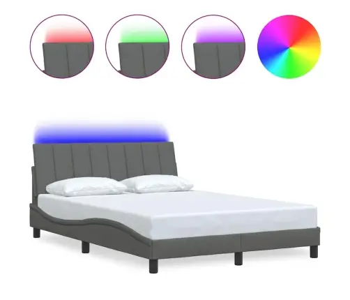 Gulta Bez Matrača, Tumši Pelēks, 140X200 Cm, Audums Vidaxl