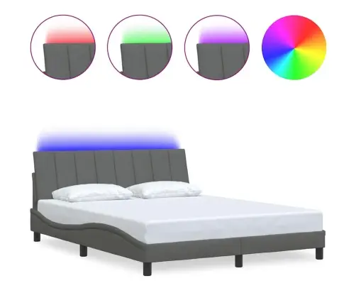 Gulta Bez Matrača, Tumši Pelēks, 160X200 Cm, Audums Vidaxl