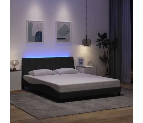 Gulta Bez Matrača, Tumši Pelēks, 160X200 Cm, Audums Vidaxl