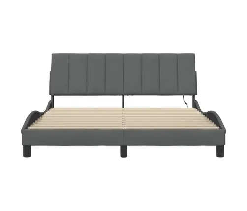 Gulta Bez Matrača, Tumši Pelēks, 160X200 Cm, Audums Vidaxl