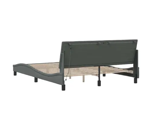 Gulta Bez Matrača, Tumši Pelēks, 160X200 Cm, Audums Vidaxl