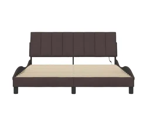 Gulta Bez Matrača, Tumši Brūns, 160X200 Cm, Audums Vidaxl